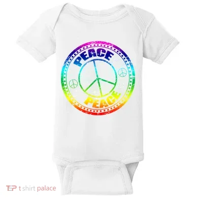 Peace Retro Tie Dyed Logo Baby Bodysuit