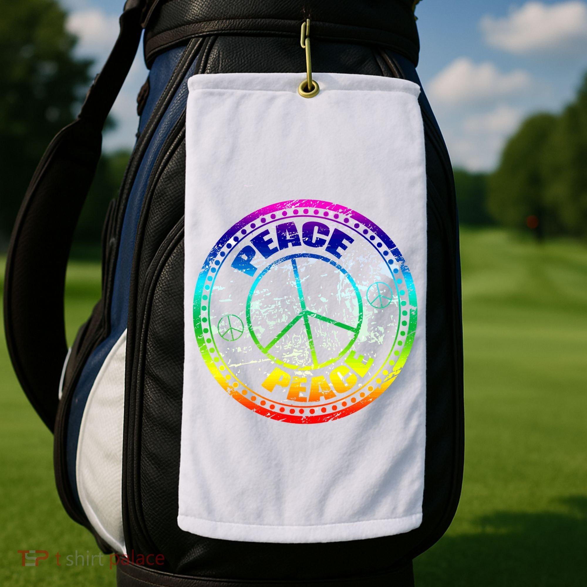 Peace Retro Tie Dyed Logo Golf Towel
