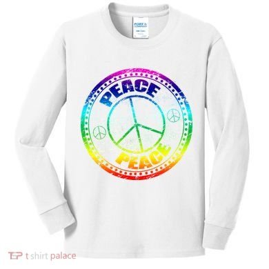 Peace Retro Tie Dyed Logo Kids Long Sleeve Shirt