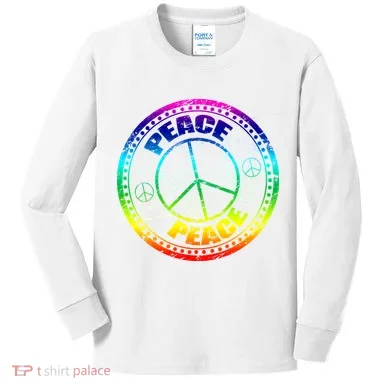 Peace Retro Tie Dyed Logo Kids Long Sleeve Shirt