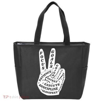 Peace Sign Inspirational Quote Tote Bag