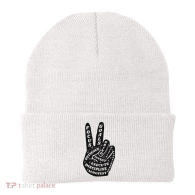 Peace Sign Inspirational Quote Beanie