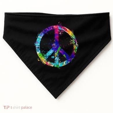 Peace Sign Paint Splatter USA-Made Doggie Bandana