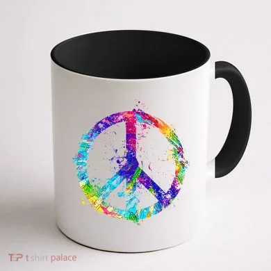 Peace Sign Paint Splatter Coffee Mug back