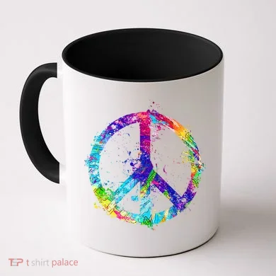 Peace Sign Paint Splatter Coffee Mug