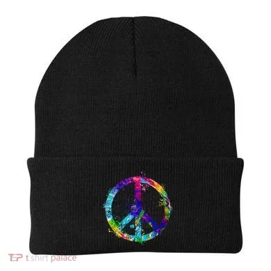 Peace Sign Paint Splatter Beanie