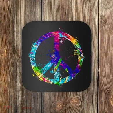 Peace Sign Paint Splatter Coaster