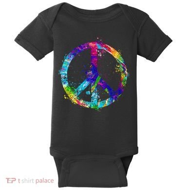 Peace Sign Paint Splatter Baby Bodysuit