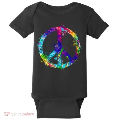 Peace Sign Paint Splatter Baby Bodysuit