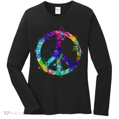 Peace Sign Paint Splatter Women's Long Sleeve Shirt