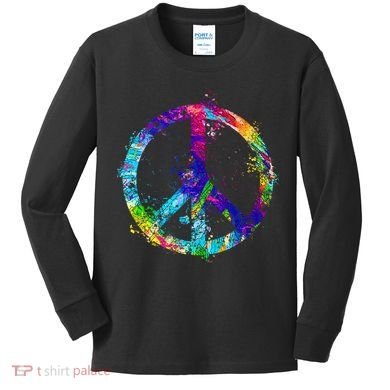Peace Sign Paint Splatter Kids Long Sleeve Shirt