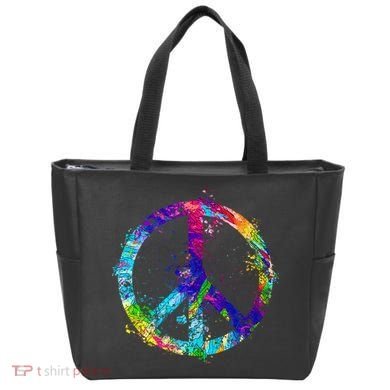 Peace Sign Paint Splatter Tote Bag
