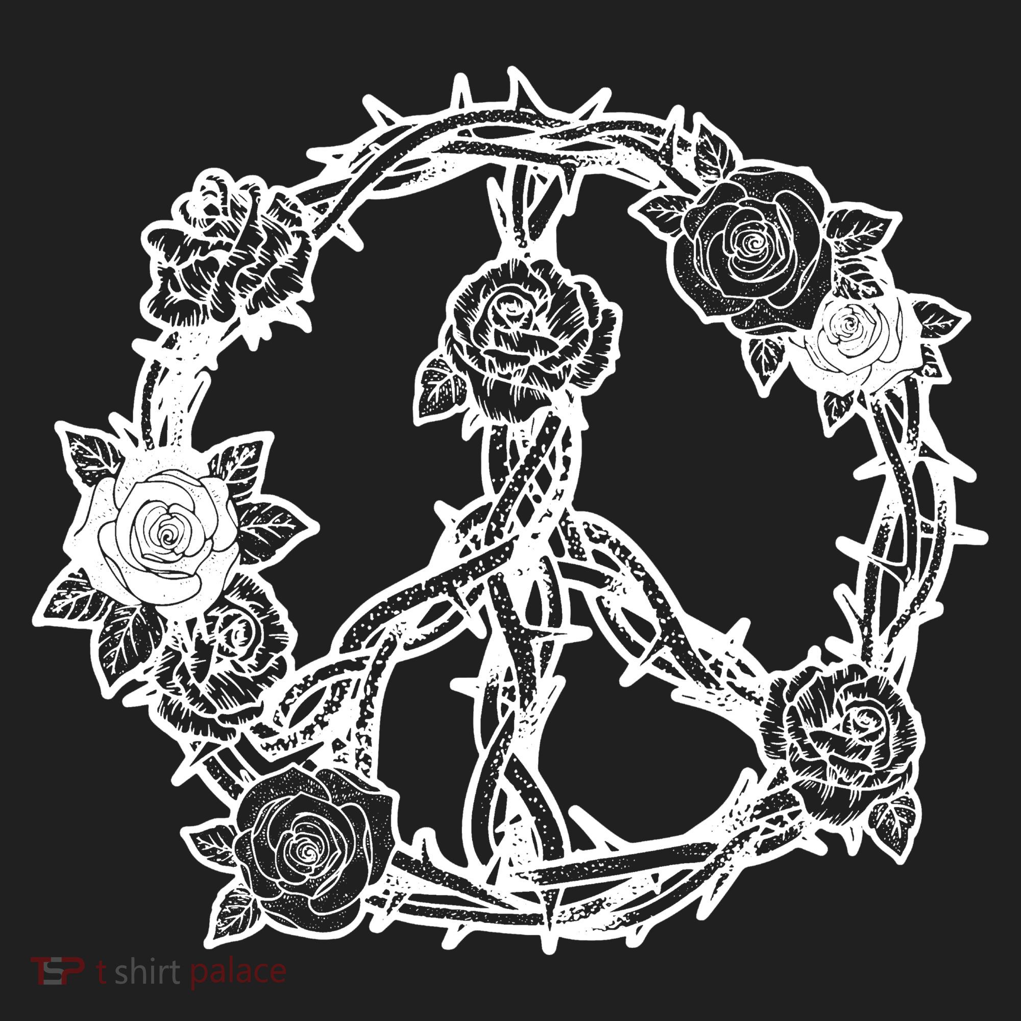 Peace Symbol Roses And Thorns Women's Sweatshirt