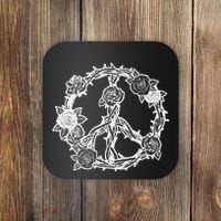Peace Symbol Roses And Thorns Coaster thumb 0