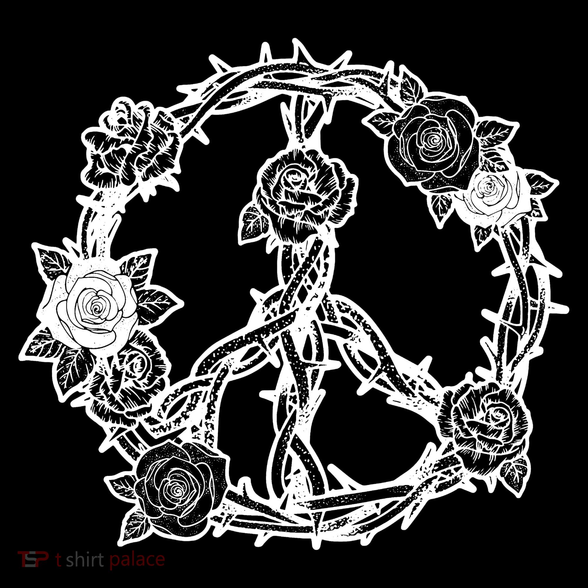 Peace Symbol Roses And Thorns Coaster