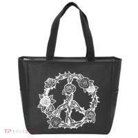 Peace Symbol Roses And Thorns Tote Bag thumb 0