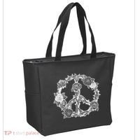 Peace Symbol Roses And Thorns Tote Bag thumb 2