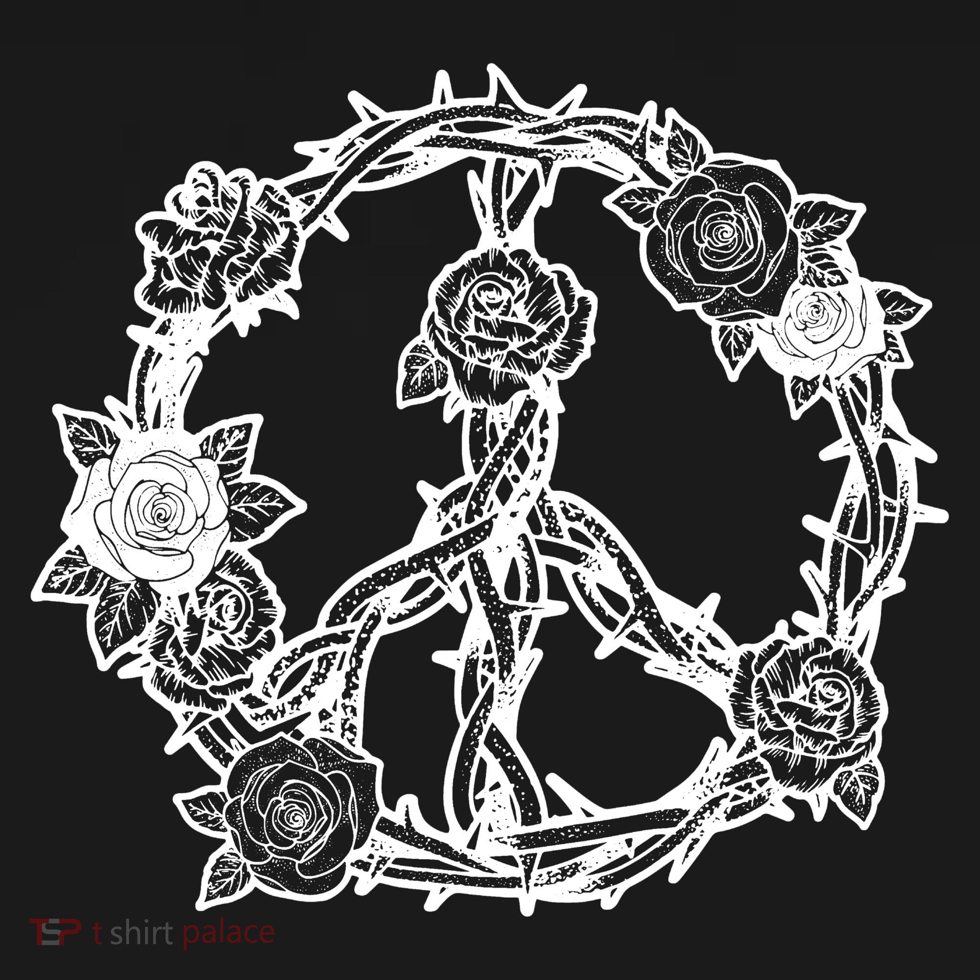 Peace Symbol Roses And Thorns Tote Bag