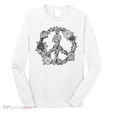 Peace Symbol Roses And Thorns Long Sleeve Shirt