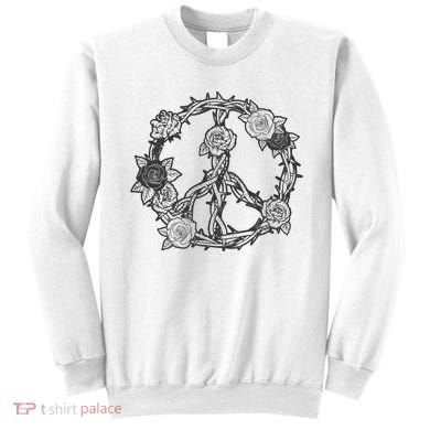 Peace Symbol Roses And Thorns Sweatshirt