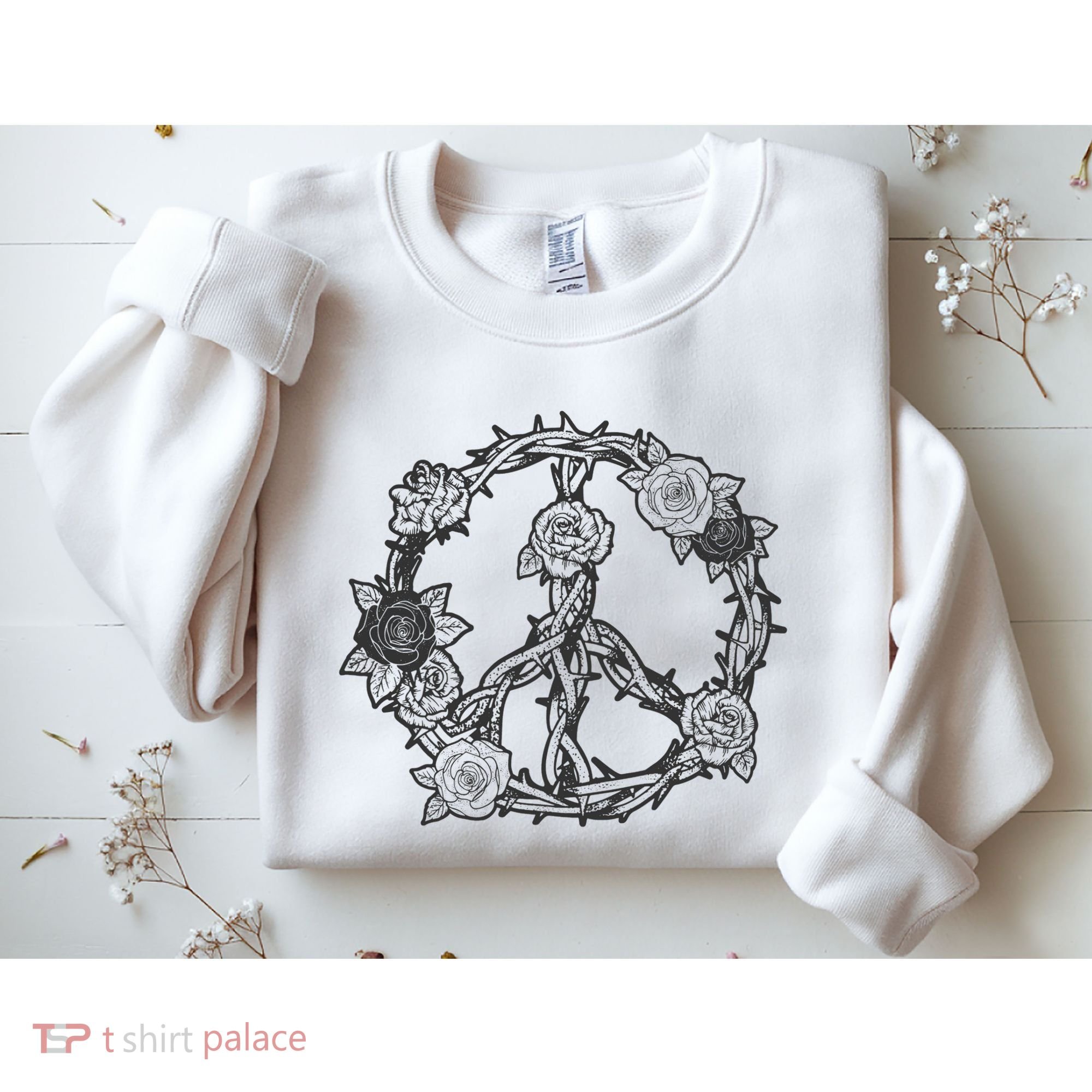 Peace Symbol Roses And Thorns Sweatshirt