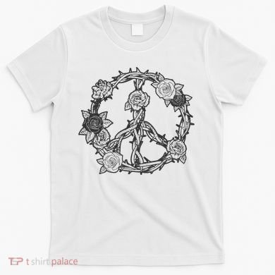 Peace Symbol Roses And Thorns T-Shirt