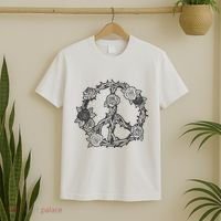 Peace Symbol Roses And Thorns T-Shirt thumb 2