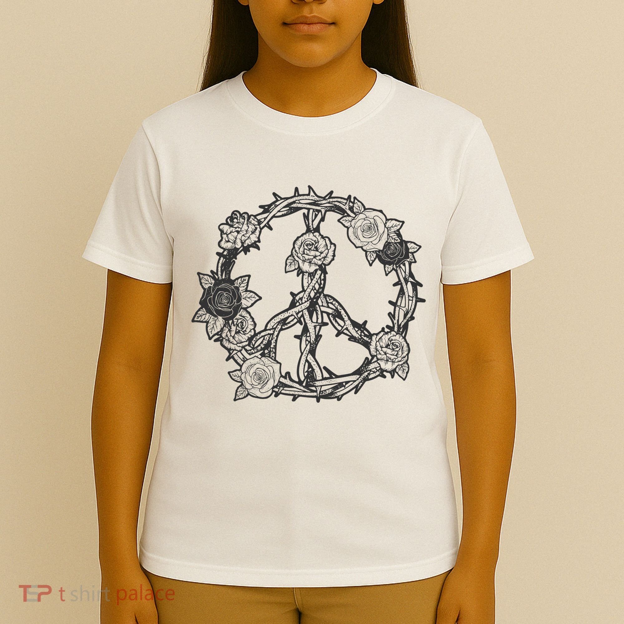 Peace Symbol Roses And Thorns T-Shirt