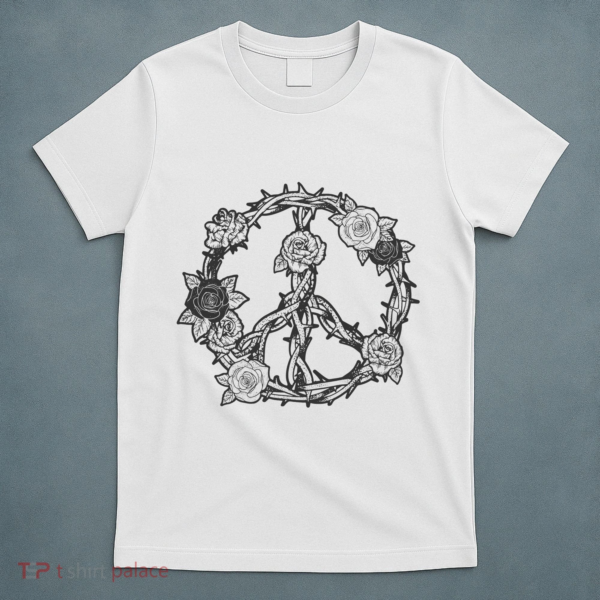 Peace Symbol Roses And Thorns T-Shirt