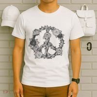 Peace Symbol Roses And Thorns T-Shirt thumb 6