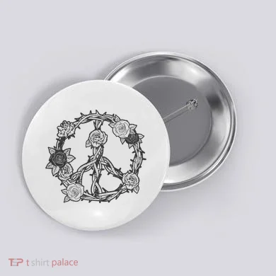 Peace Symbol Roses And Thorns Button
