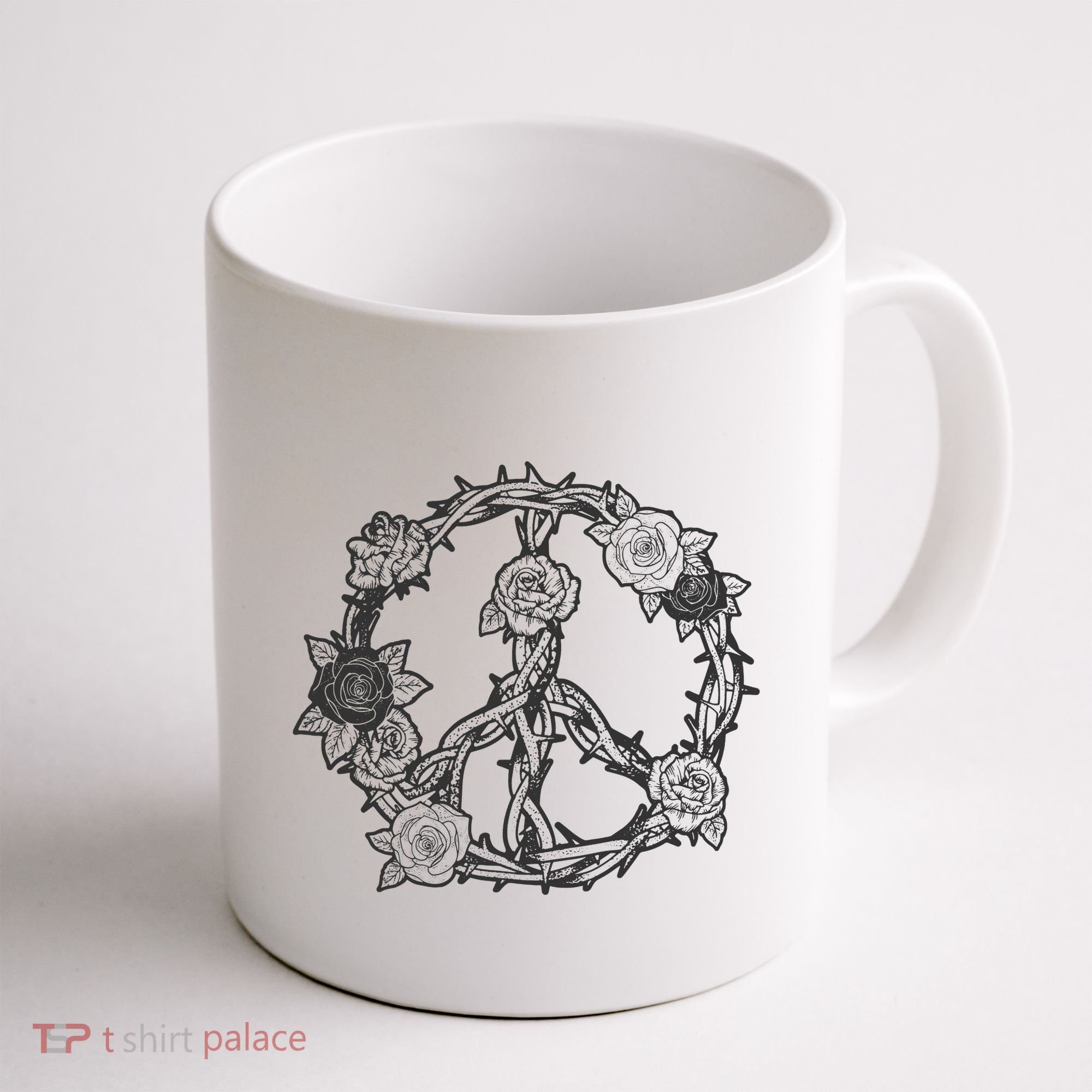 Peace Symbol Roses And Thorns Coffee Mug