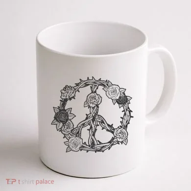 Peace Symbol Roses And Thorns Coffee Mug back