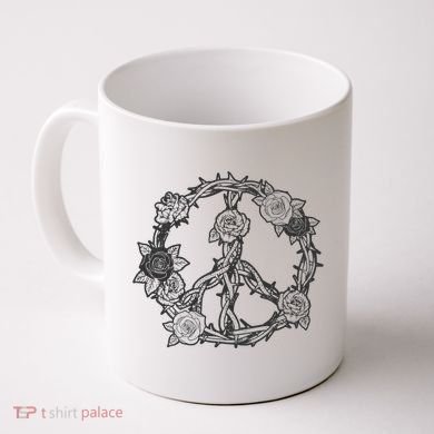 Peace Symbol Roses And Thorns Coffee Mug