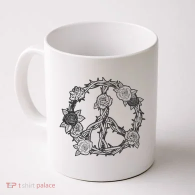 Peace Symbol Roses And Thorns Coffee Mug