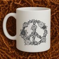Peace Symbol Roses And Thorns Coffee Mug thumb 2