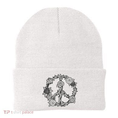 Peace Symbol Roses And Thorns Beanie