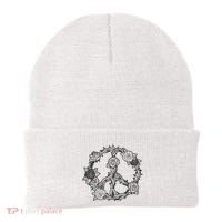 Peace Symbol Roses And Thorns Beanie thumb 0