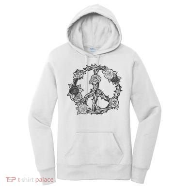 Peace Symbol Roses And Thorns Women's Hoodie