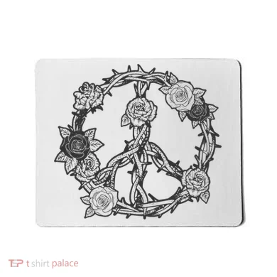 Peace Symbol Roses And Thorns Mousepad