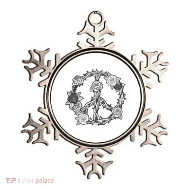 Peace Symbol Roses And Thorns Ornament
