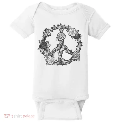Peace Symbol Roses And Thorns Baby Bodysuit