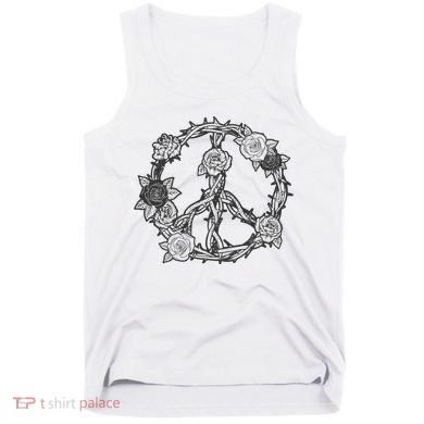 Peace Symbol Roses And Thorns Tank Top