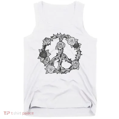 Peace Symbol Roses And Thorns Tank Top