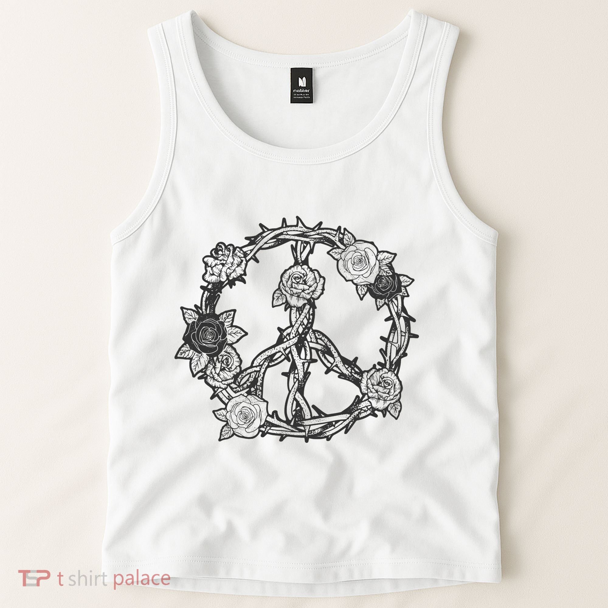 Peace Symbol Roses And Thorns Tank Top