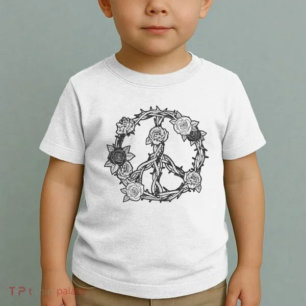 Peace Symbol Roses And Thorns Toddler T-Shirt