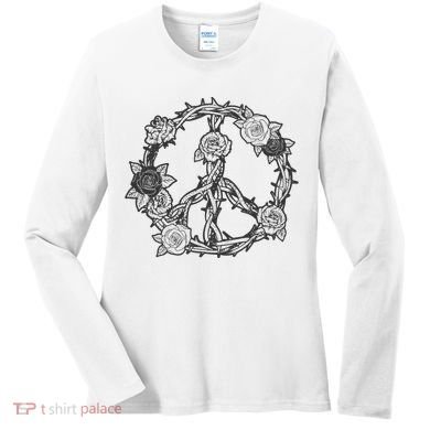 Peace Symbol Roses And Thorns Women's Long Sleeve Shirt