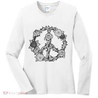 Peace Symbol Roses And Thorns Women's Long Sleeve Shirt thumb 0