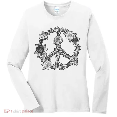 Peace Symbol Roses And Thorns Women's Long Sleeve Shirt