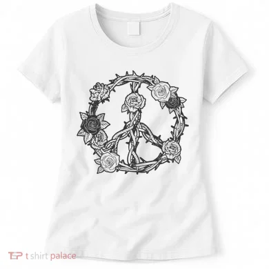 Peace Symbol Roses And Thorns Women's T-Shirt